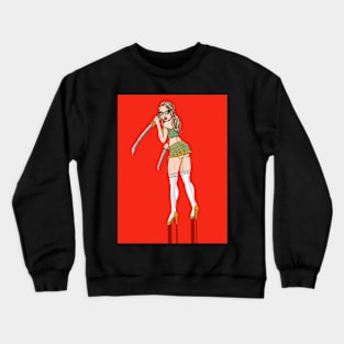 Sexy Schoolgirl With Swords Crewneck Sweatshirt